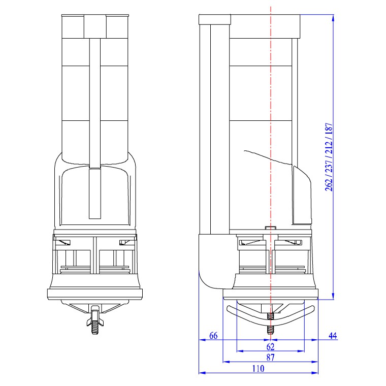 Bộ xả thùng nước 2 nút nhấn VS0503 Paradise cấp piston chiều cao trụ xả 260mm dùng cho bồn cầu liền khối