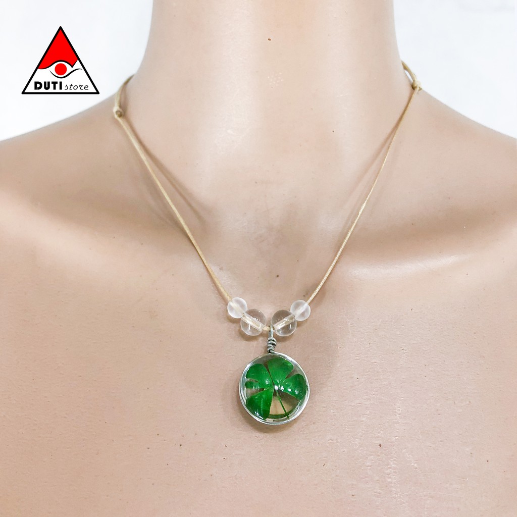 Dây chuyền Mặt Thủy tinh ép Hoa Khô đi biển mùa hè SummerTime DHK001 DutiOS