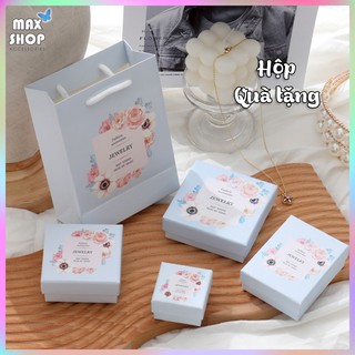 Hộp quà tặng hộp trang sức Màu xanh khung hoa lá nhiều màu sắc chất liệu cao cấp