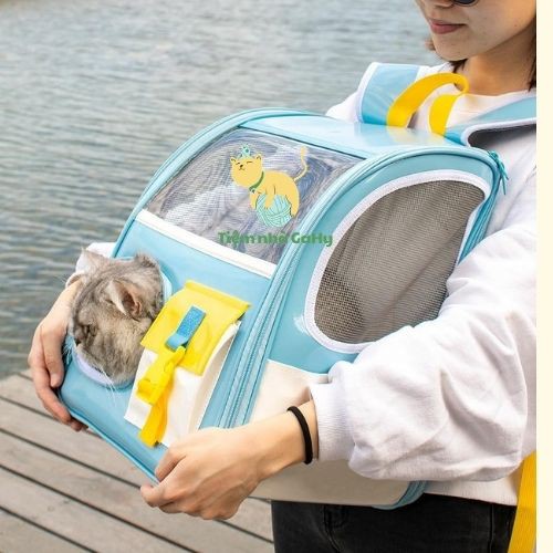 Balo Vận Chuyển Cho Chó Mèo To- Balo Chống Nước- Màu Sắc Xinh Xắn