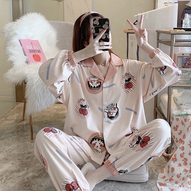 Bộ Đồ Pijama Nữ Dài Tay Mặc Nhà, Bộ Đồ Ngủ Thun Sữa Mỏng Thu Đông TOPBRA