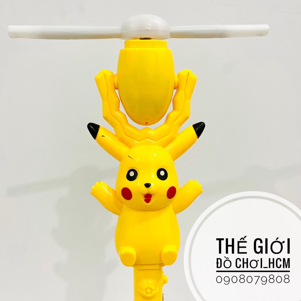 Đồ chơi cây quay pikachu gậy flash có nhạc đèn phát sáng dành cho bé đi công viên đi biển