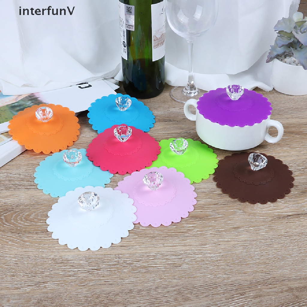 1 Nắp Đậy Cốc Cà Phê Bằng Silicone Đính Kim Cương Chống Bụi