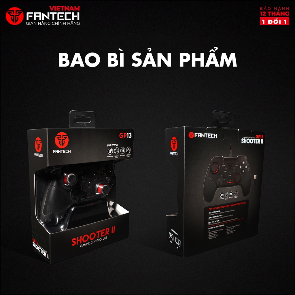 Tay Cầm Chơi Game có dây Fantech SHOOTER II GP13 - 19 nút bấm - Có chế độ rung, chân cám USB tương thích rộng