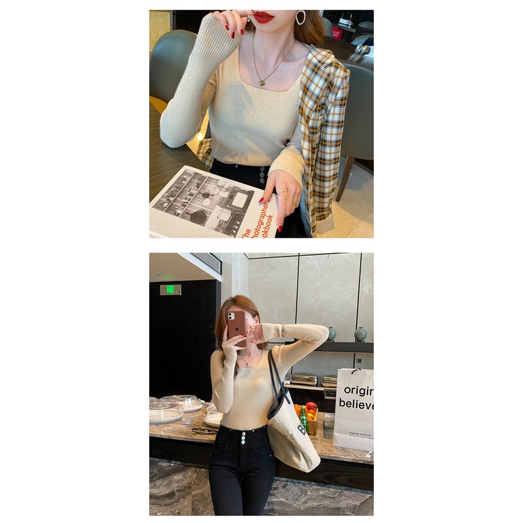 Áo sweater dệt kim thiết kế chéo dưới | BigBuy360 - bigbuy360.vn