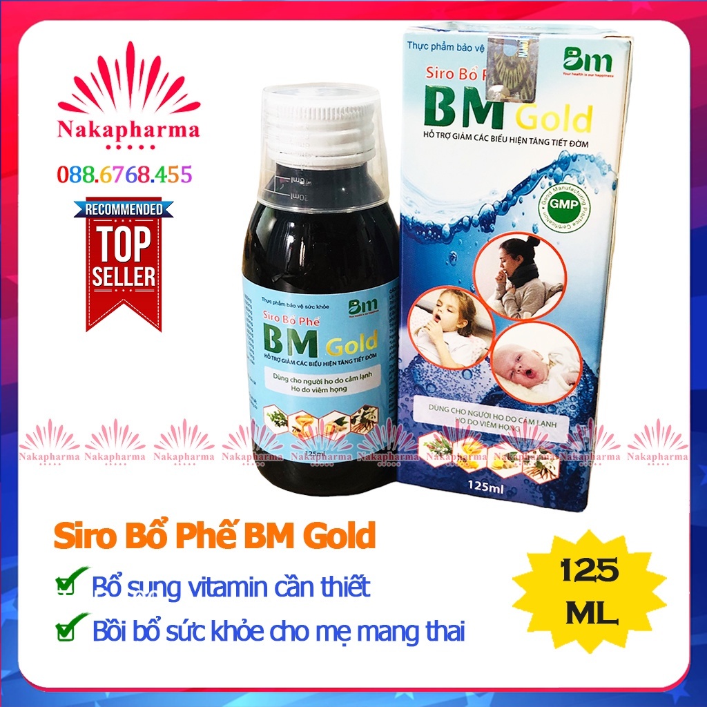 Siro Bổ Phế BM Gold - Giúp bổ phế, giảm ho long đờm, ho do cảm lạnh, đau rát cổ họng, tăng sức khỏe hệ hô hấp Bạch Mai