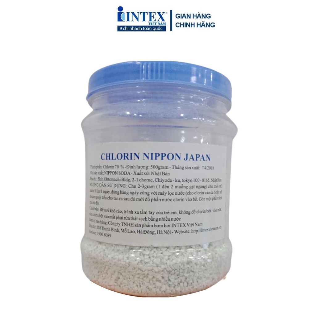 Hộp Clorin Nhật loại 500 gram tác dụng khử khuẩn, dùng trong bể bơi Intex_mã CL500