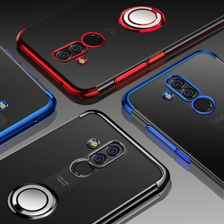 For Huawei Mate 20 Lite Ring Stand Soft Plating Clear Cover