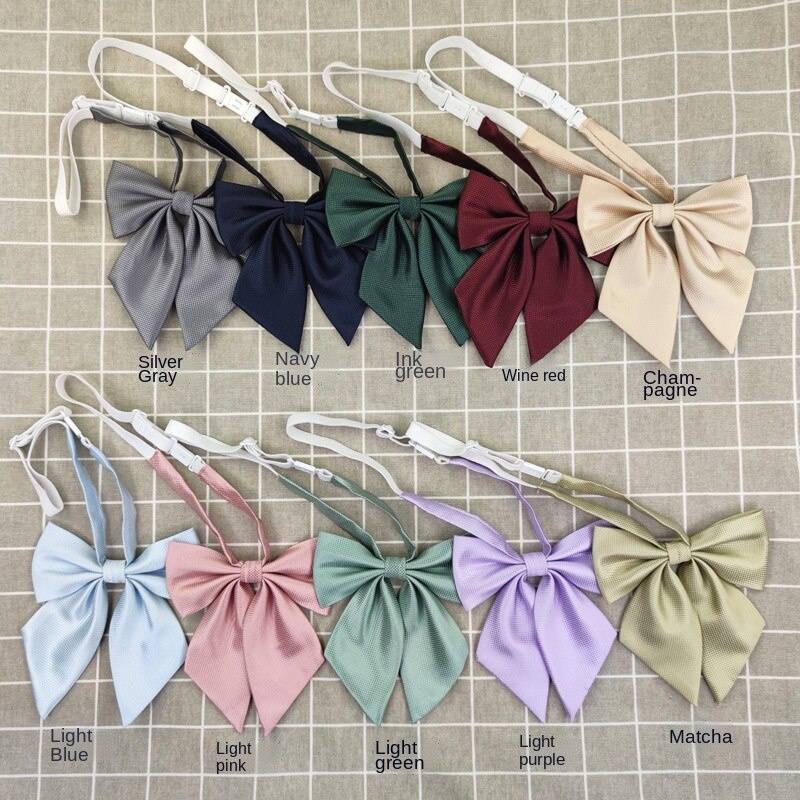 Cà Vạt Nơ Màu Đen Trơn Phong Cách Nhật Bản Cho Nữ