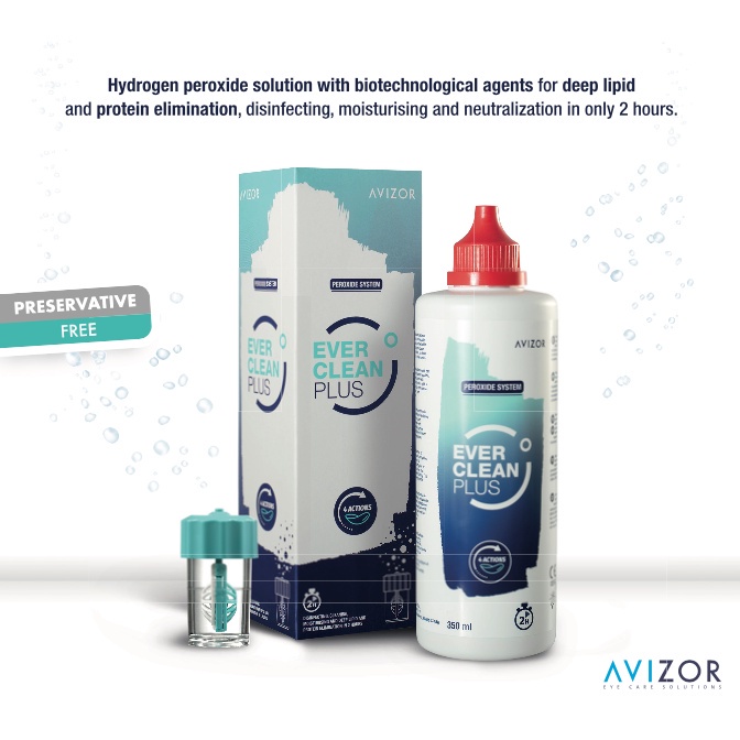 Dung dịch sát trùng kính áp tròng Avizor Ever clean 225ml  và  Avizor Ever clean plus 225ml