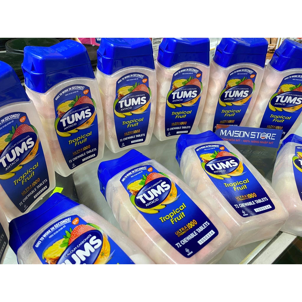 VIÊN NHAI HƯƠNG TRÁI CÂY HỖ TRỢ DA DÀY TUMS ANTIACID EXTRA STRENGTH - Hàng Nhập USA Chính Hãng