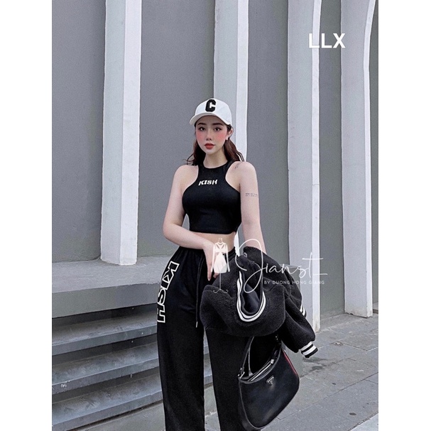 Set áo crotop + quần bo thể thao