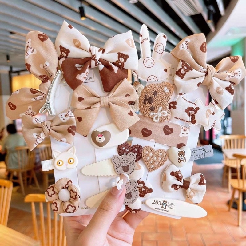 Set 10 kẹp tóc vải hàn quốc cho bé và người lớn.