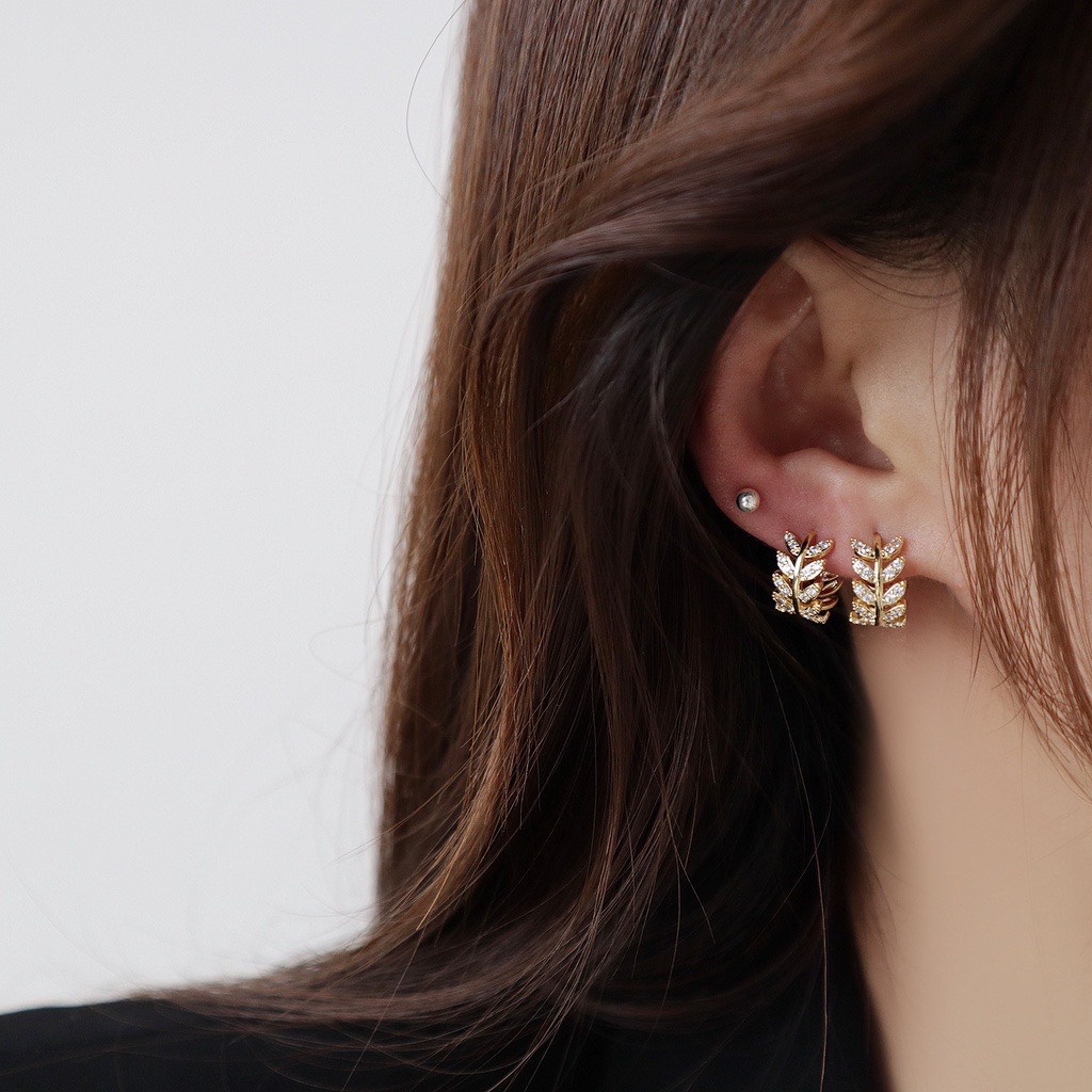 Khuyên tai, hoa tai nữ dáng tròn lá nguyệt quế Laurel ĐôBi