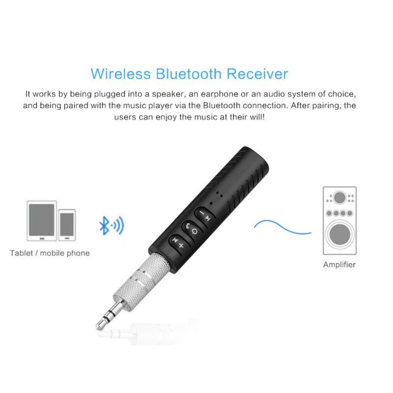 Thiết Bị Nhận Tín Hiệu Âm Thanh Bluetooth Mini Màu Đen Kèm Cáp Âm Thanh AUX 3.5mm