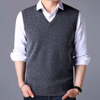 Hibian✒Áo Sweater dệt kim cổ chữ v ấm áp thời trang cho người lớn tuổi