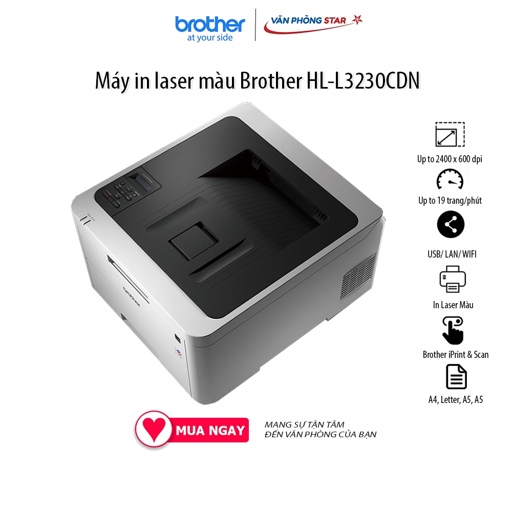Máy in Brother HL-L3230CDN (in laser màu) tốc độ 18 trang/phút 2400 x 600 dpi chính hãng tại Vanphongstar