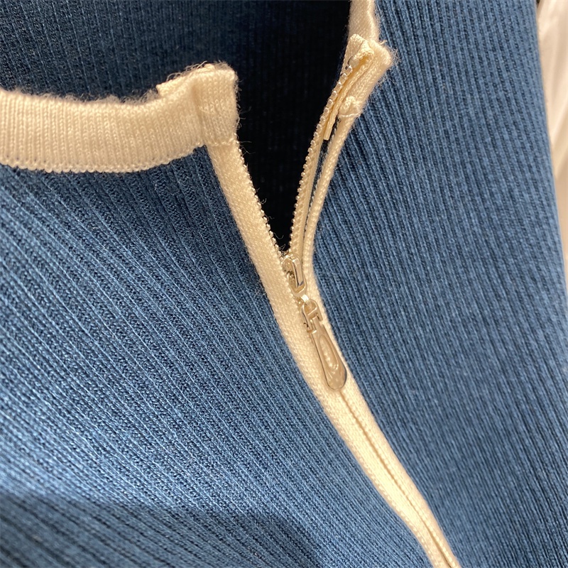 Áo Khoác Cardigan Dệt Kim Cổ Tròn Dáng Ôm Phối Khóa Kéo Đôi Thời Trang Mùa Thu Hàng Mới