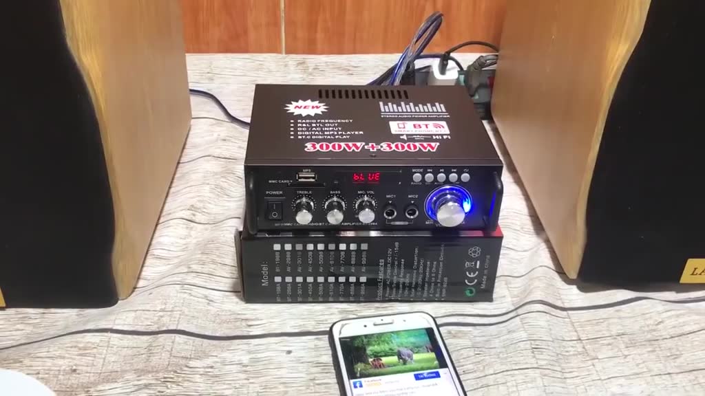 Ampli Mini Loa Amly Bluetooth KAW 300W Cao Cấp Loại Tốt Amply Hát Karaoke Gia Đình Xe Ô Tô