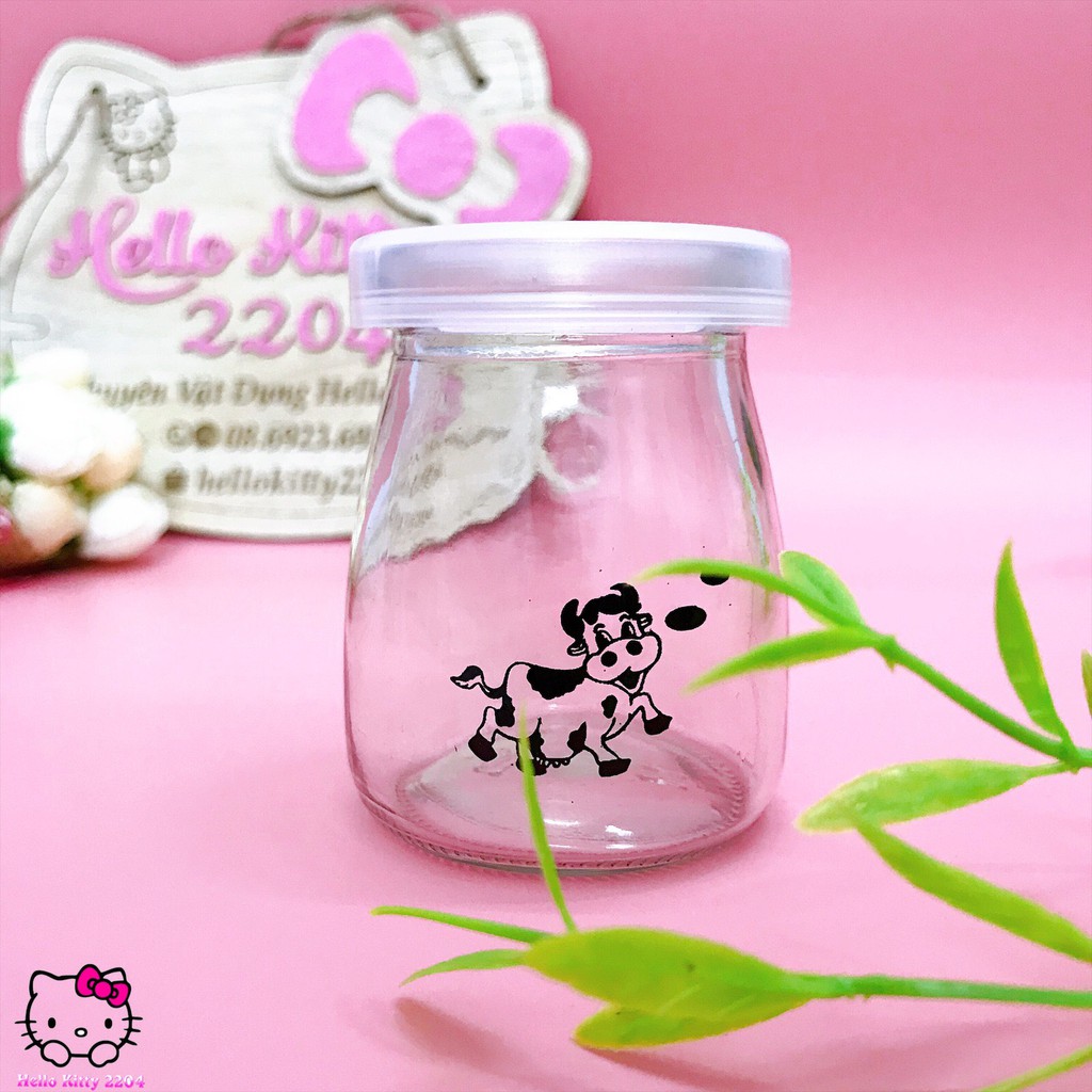 Combo 12 cốc thủy tinh đựng sữa chua hình Hello Kitty ☘☘