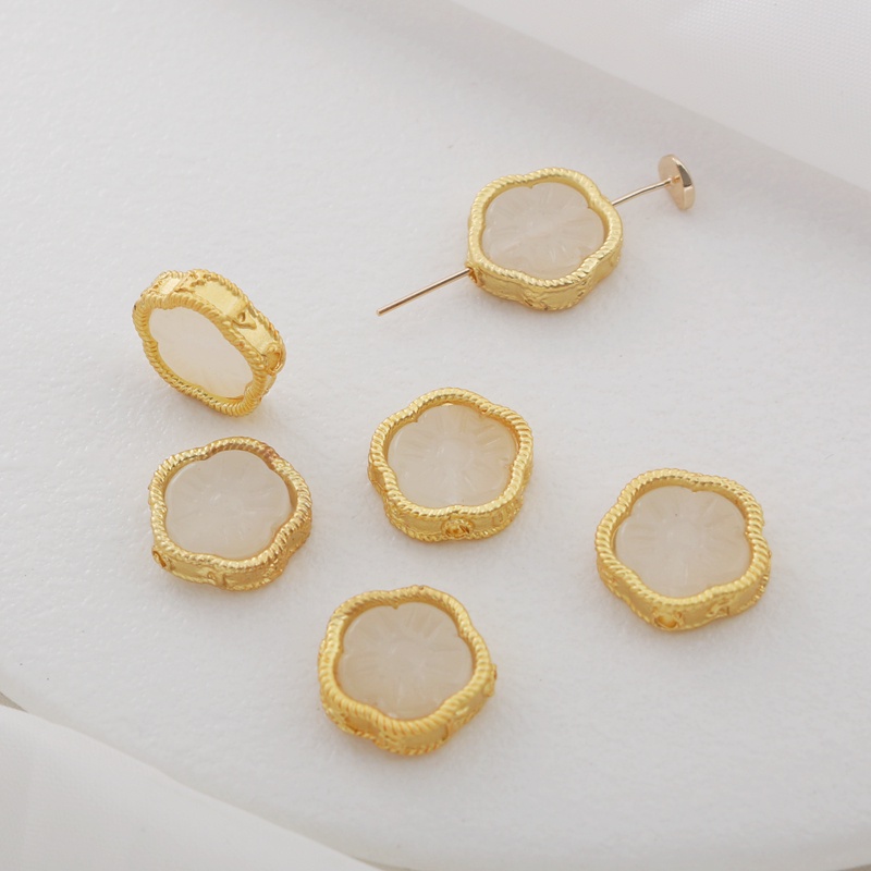 Hạt Ngọc Bích Màu Vàng Đồng Nhám 13mm Dùng Làm Trang Sức diy