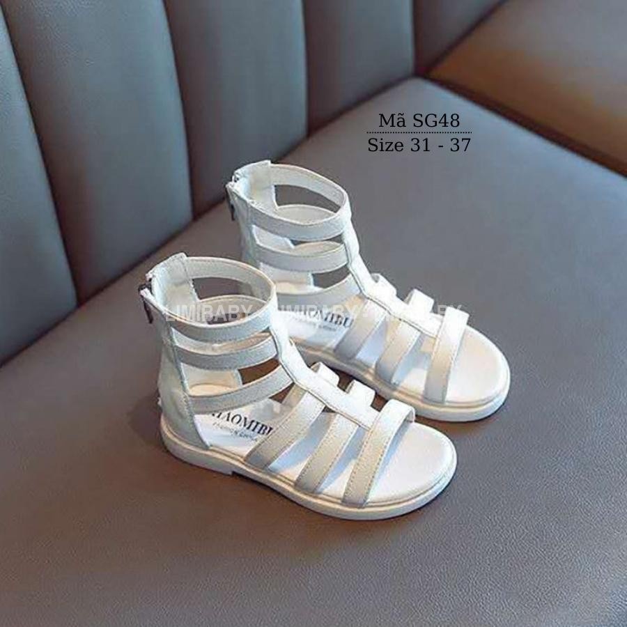 Sandal chiến binh cao cổ cho bé gái LIMBABY 2 Màu trắng đen khóa kéo tiện dụng điệu đà duyên dáng phong cách Hàn SG48