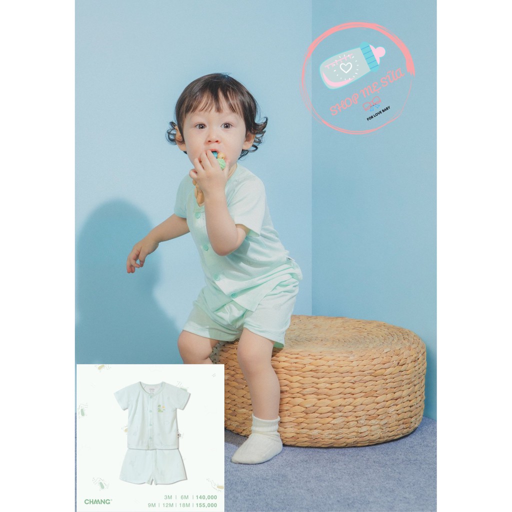 CHAANG Bộ cộc cài thẳng chất liệu cotton thoáng khí cho bé 0-18 tháng