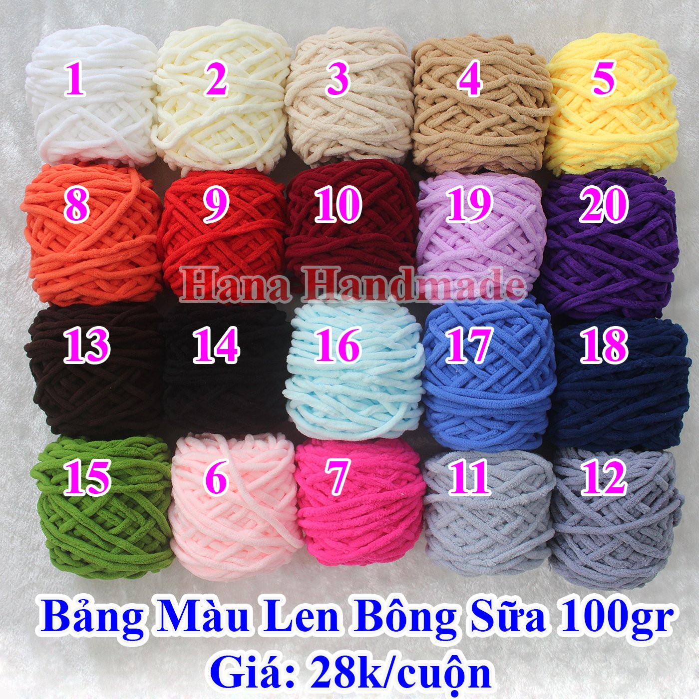 Len Bông Sữa / Len nhung đũa 100g (28k/cuộn)