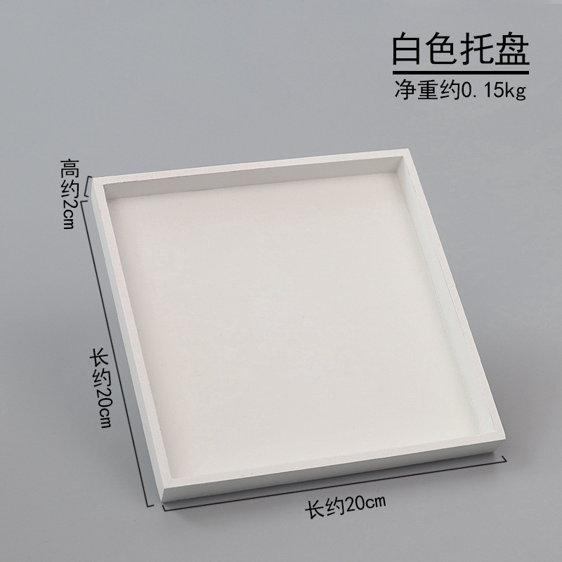 Khay gỗ vuông màu trắng trang trí bàn làm việc