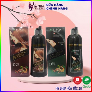 Dầu gội đen tóc thảo dược nhật bản 3 trong 1 dầu gội phủ bạc gội là đen hoặc nâu, Mỹ phẩm tóc yến nhi QH DG08