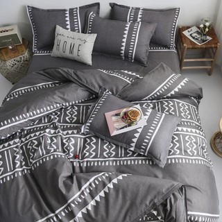 Bộ Chăn Ga Gối Cotton Hàn Quốc , Thổ Cẩm Xám, Chất Liệu Bền Đẹp, Không Phai, Không Xù, Kích Cỡ Đa Dạng