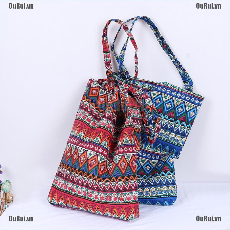 Túi Đeo Vai Vải Canvas Thổ Cẩm Thời Trang