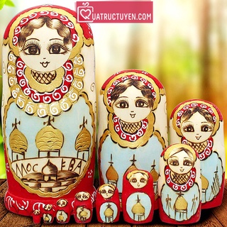Búp bê Nga Matryoshka gỗ trầm bộ 10 con