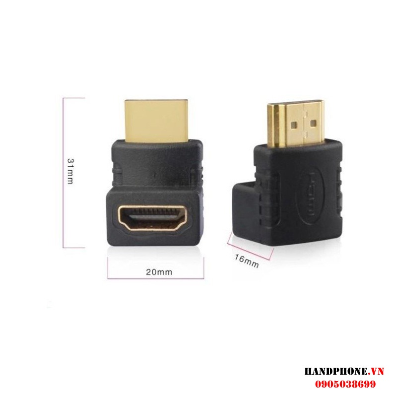 Đầu nối dài cáp HDMI đầu chuyển HDMI vuông góc chữ L (90 độ, 270 độ, góc trái, góc phải) cho máy tính, thiết bị âm thanh