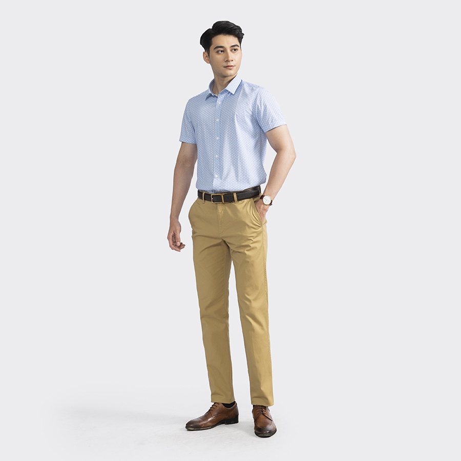 [MẪU MỚI] Áo sơ mi nam ngắn tay ARISTINO, phom Slim fit, trắng in họa tiết xanh trẻ trung, lịch lãm -  ASS367S2