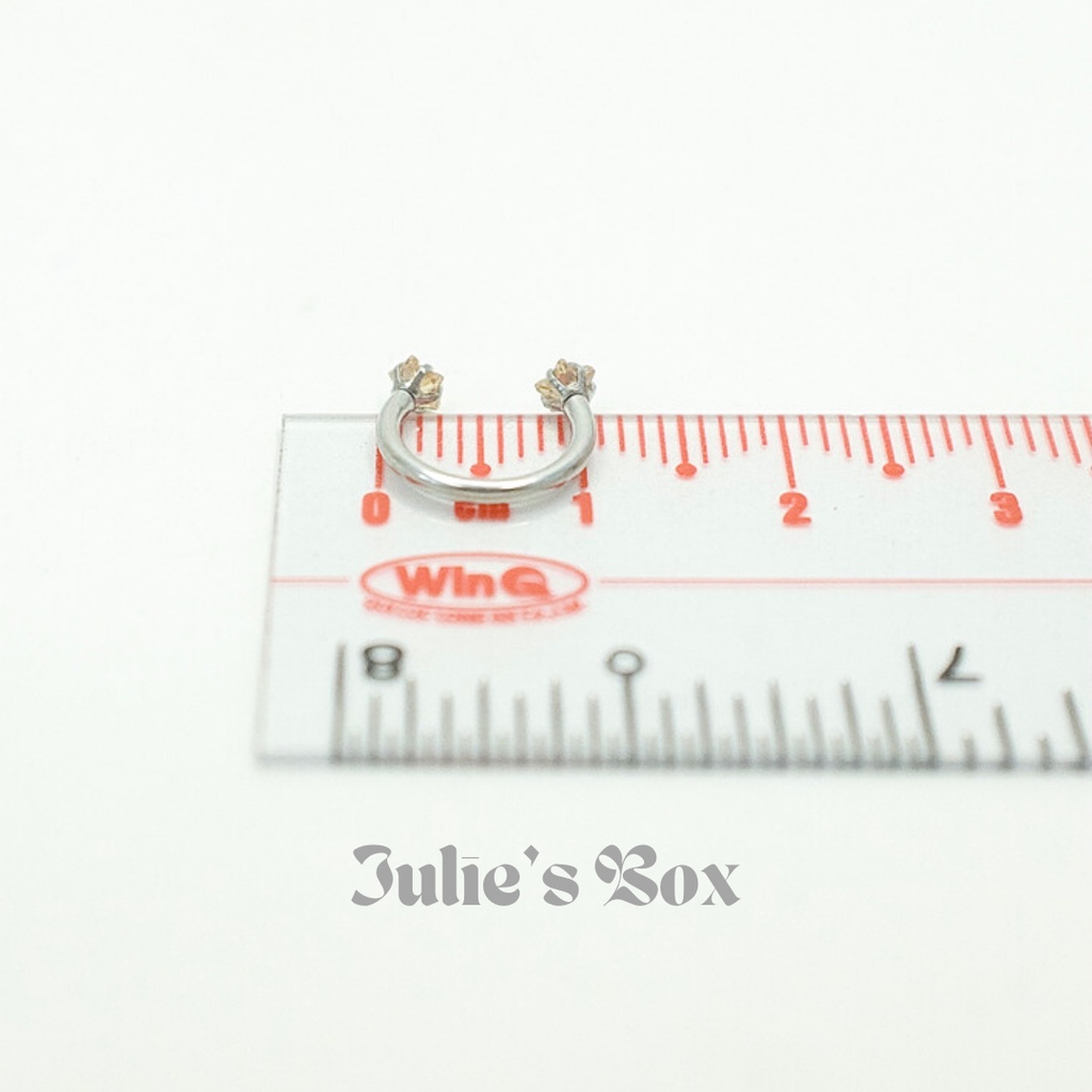 [1 Chiếc] Khuyên Tai Titan Chữ U Đá Sao Màu CAM Unisex Không Gỉ Sét Không Ngứa Bông Tai Julies Box 66