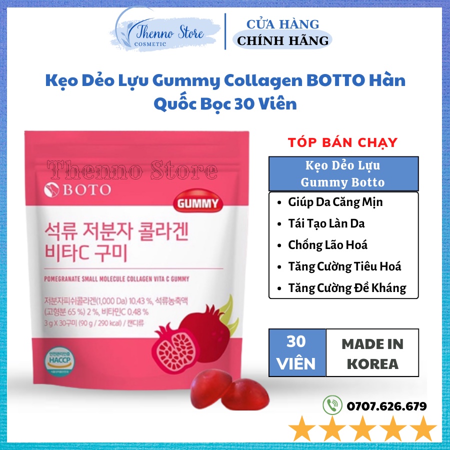 Kẹo Dẻo Lựu Gummy Collagen BOTTO Hàn Quốc