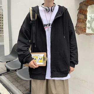 Áo Hoodie Nam Dáng Rộng Màu Trơn Thời Trang