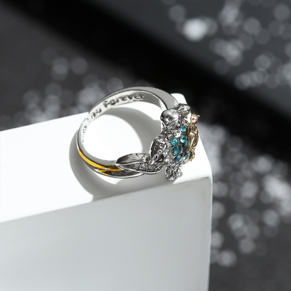 Nhẫn Đính Đá Zirconia Hình Rùa Biển Độc Đáo Thời Trang Cho Nữ|Mẹ Yêu Bạn Mãi Mãi / Nhiều Màu