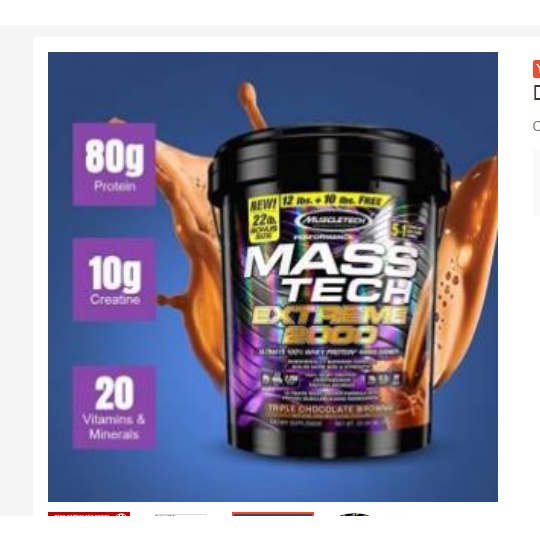 [Siêu Sale]  [Chính hãng] Gói Dùng Thử Muscletech Masstech Extreme 2000 Sữa Dinh Dưỡng Tăng Cân Nhanh Túi 1KG - Canada