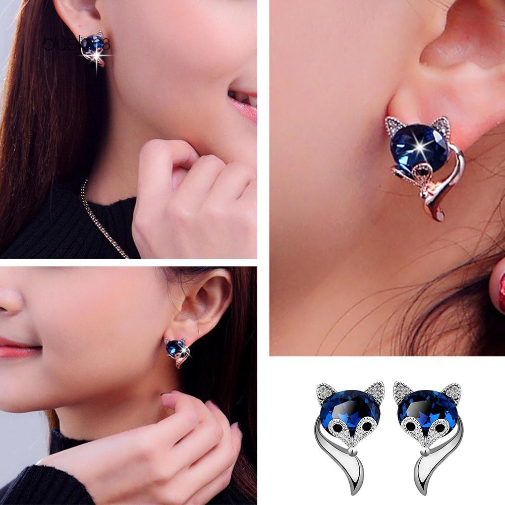 [Bluelans] Hàng Có Sẵn Bông Tai Hình Cáo Hoạt Hình Pha Lê Nhật Bản Dễ Phối Đồ Giá Thấp Đặc Biệt Thời Trang Cho Nữ