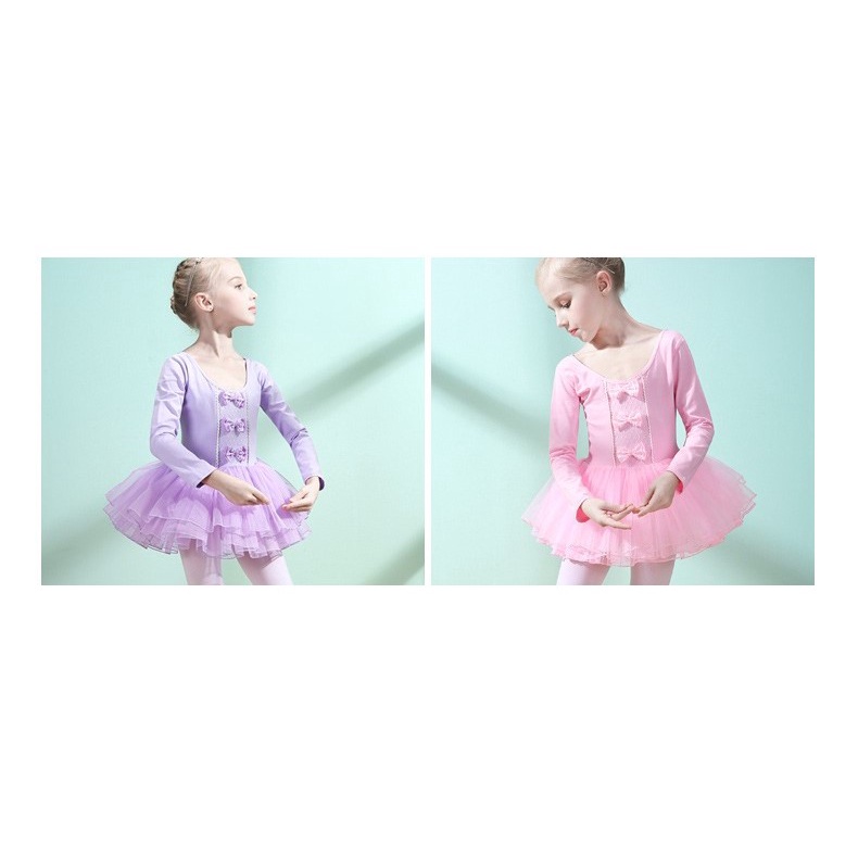 Váy múa ballet dài tay 3 nơ Binnashi CVM0011