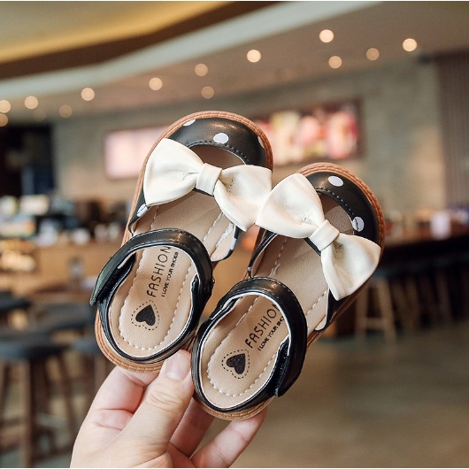 Giày Búp Bê Chấm Bi Đính Nơ Cut Out Thoáng Chân Cho Bé Gái 1-4 Tuổi K135