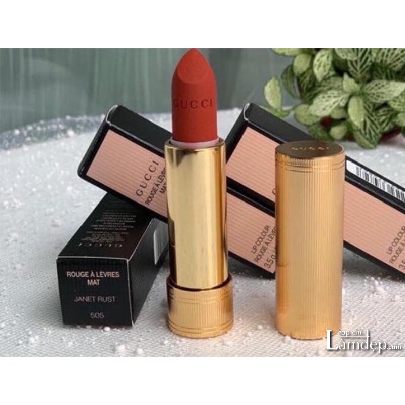 Son Gucci 505 Janet Rust Đỏ Gạch Siêu đẹp, Chất Son Lì mịn