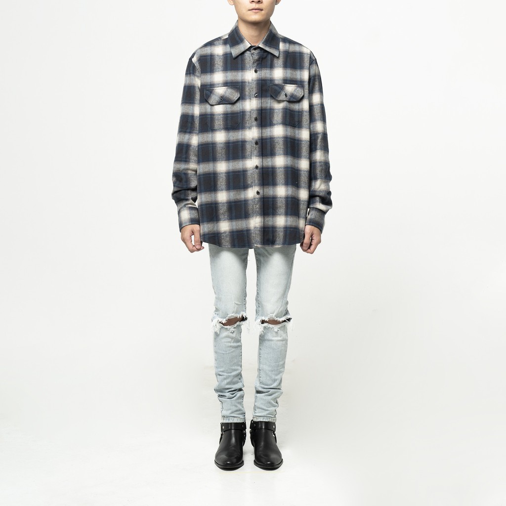 Flannel Shirt Grey/Blue | BigBuy360 - bigbuy360.vn