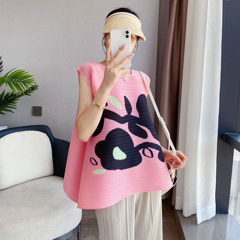 Issey Miyake Áo Thun Dáng Rộng Thiết Kế Độc Đáo Thời Trang Mùa Hè 2022 Cho Nữ