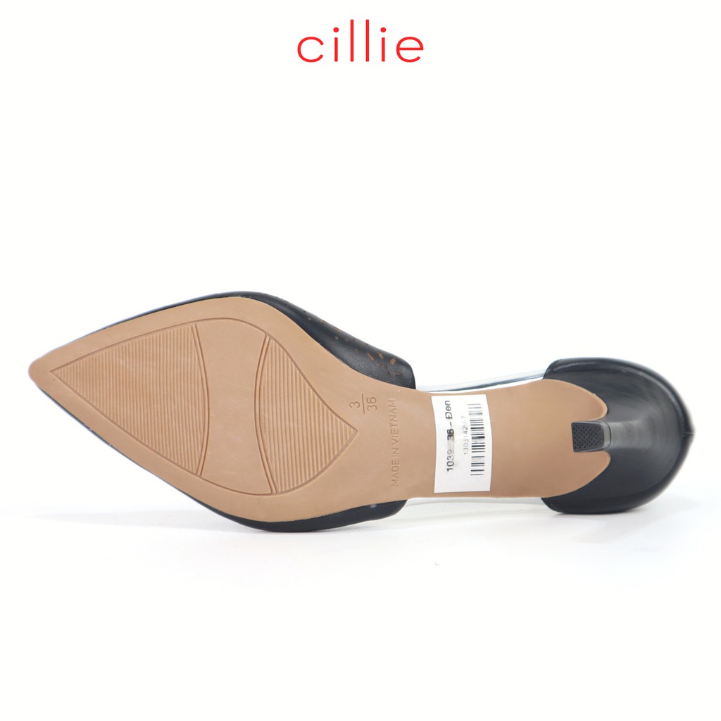 Giày sandal cao gót mũi tròn quai ngang phối màu cơ bản bắt mắt gót trụ cao 4cm đi học đi làm Cillie1133
