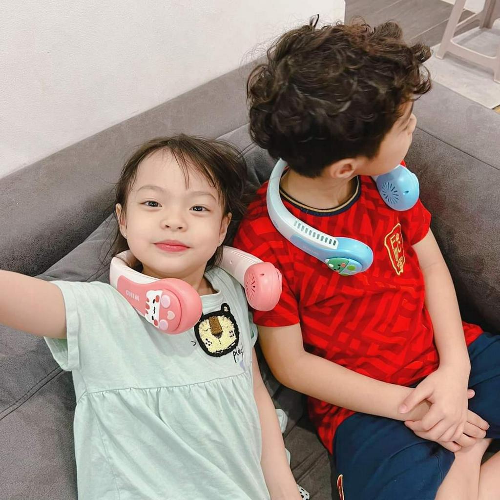 Quạt Đeo Cổ Mini Không Cánh Hình Thú 3D - Quạt Mini Cho Người Lớn/Bé Sạc Tích Điện Dụng Lượng Pin 4000mAH 3 Cấp Độ Gió