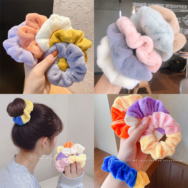Dây Cột Tóc Nhung Lông Nhiều Màu Sắc Phong Cách Hàn Quốc Mới