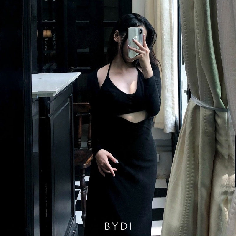 ĐẦM BODY TAY DÀI KHOÉT NGỰC DÁNG DÀI KÈM ÁO BRA TRANG PHỤC DỰ TIỆC